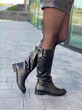 Чоботи жіночі BOGATKO чорні натуральна шкіра висота 36см обхват 36-38см (3895) Коломыя