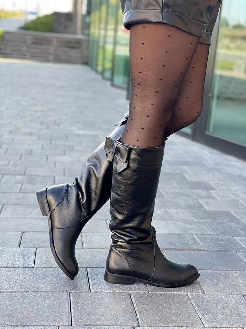 Чоботи жіночі BOGATKO чорні натуральна шкіра висота 36см обхват 36-38см (3895) Коломыя - изображение 6