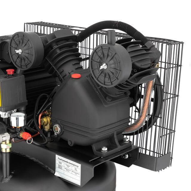 Компресор, 100 л, вертикальний, 3,0 кВт, 220 В, 10 атм, 500 л/хв, 2 циліндри, 83 дБ INTERTOOL PT-0017 Київ - фото 7