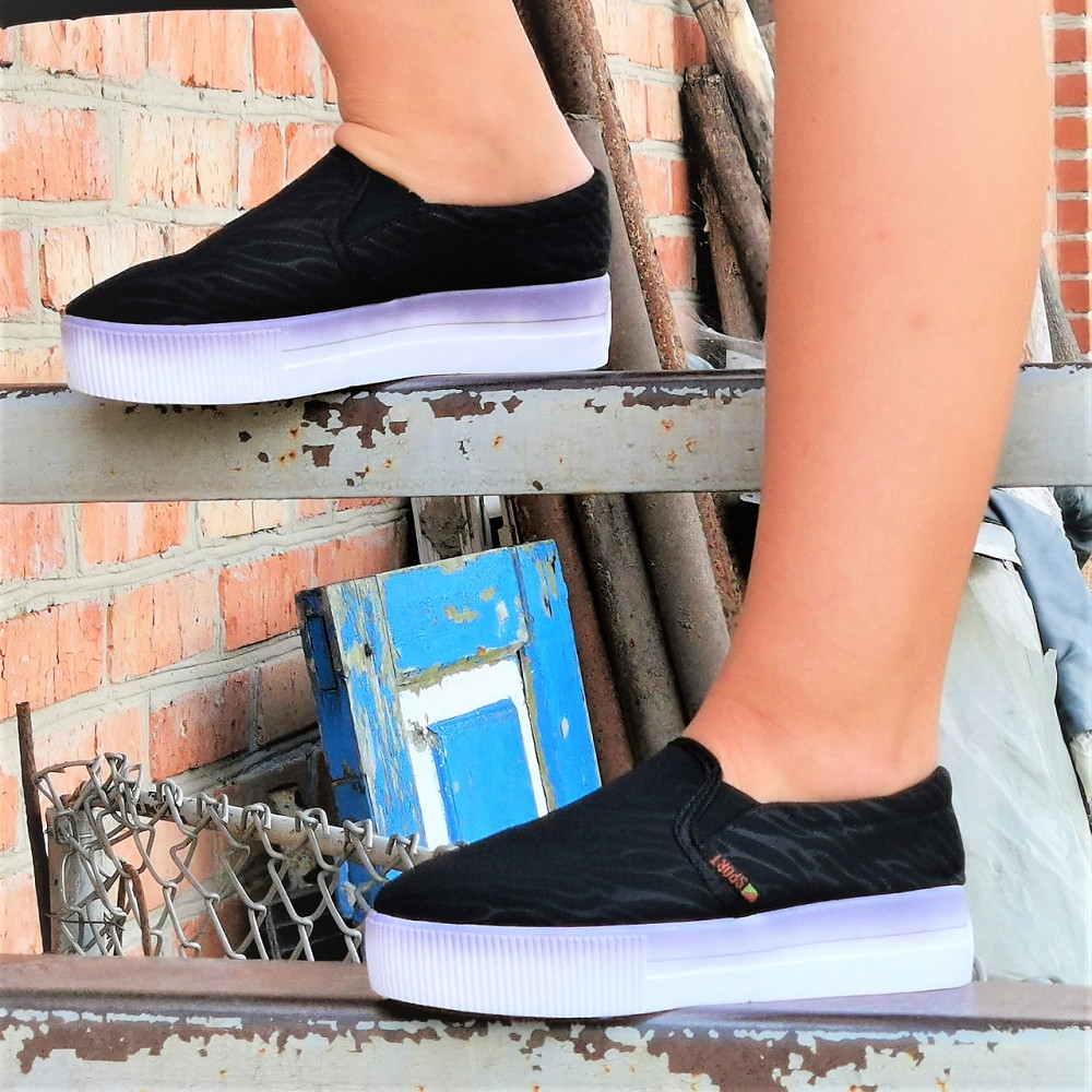 .Женские Черные Слипоны Мокасины на Высокой Толстой Подошве (размеры: 36,37,38,39) Днепр - изображение 2