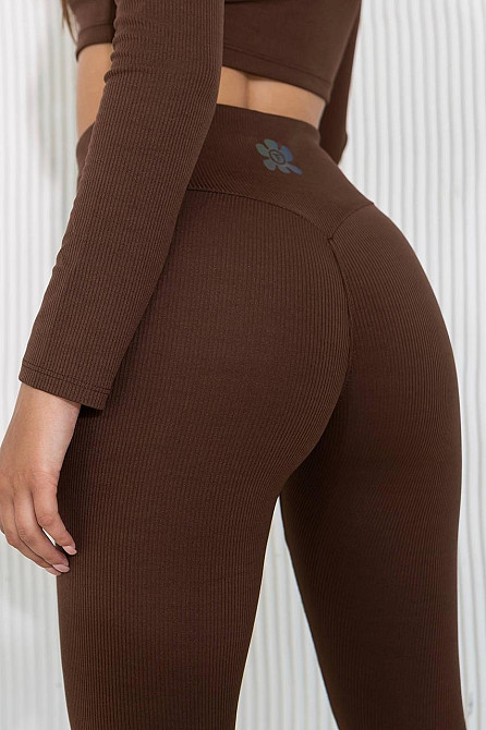 Лосини у рубчик з пуш-ап TotalFit LG146 XXL, Коричневый Киев - изображение 3