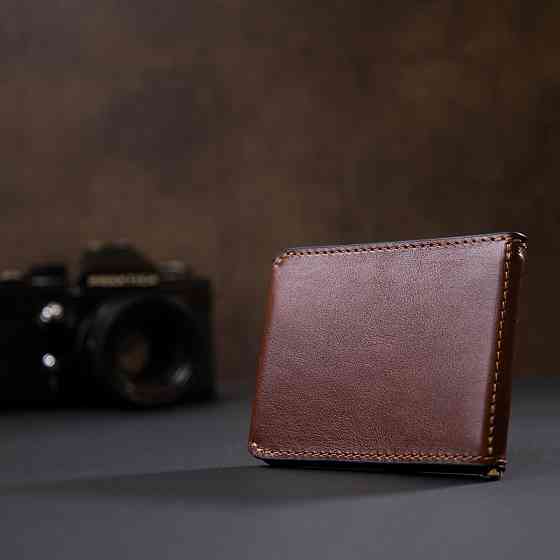 Мужской кожаный зажим для денег GRANDE PELLE 11361 Коричневый Киев