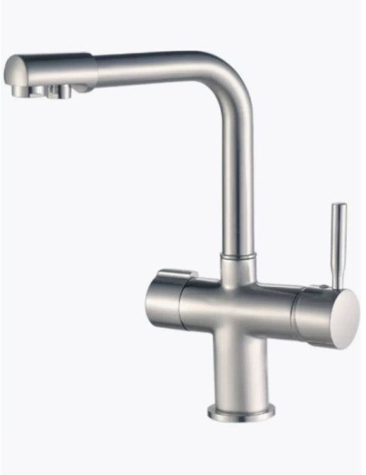 Змішувач кухонний з вих. для питної води Haiba латунь HANS 021 колір нержавіюча сталь (HB0817) Чернівці - фото 3