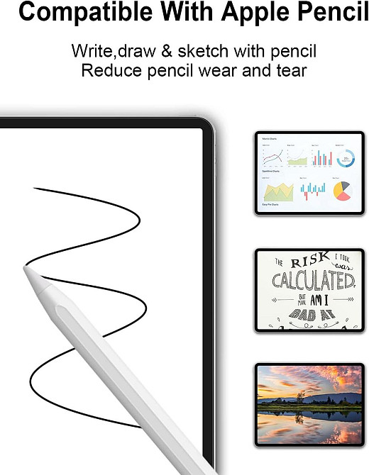 Плівка захисна для iPad 7/8/9 (10.2") Паперова матова Feel Like Paper 3 шт сумісна з Apple Pencil антиблікова PET для малювання Київ - фото 8