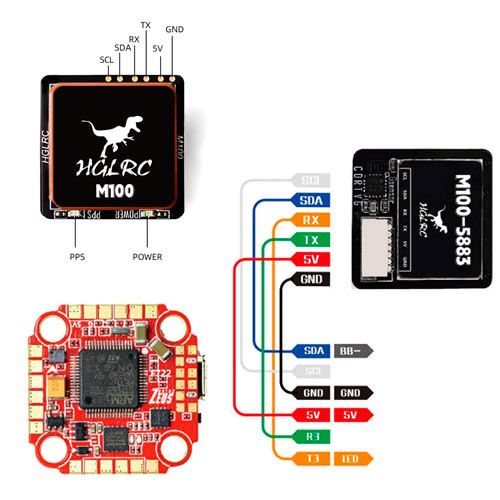 GPS модуль HGLRC M100-5883 с компасом и антенной FPV дрона Винница - изображение 5