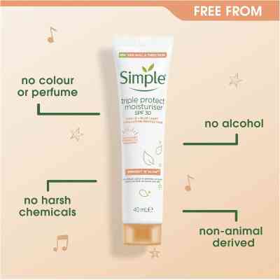 Крем для лица Simple Protect & Glow Тройной защиты с SPF 30 Увлажняющий 40 мл (8717163866900) Винница