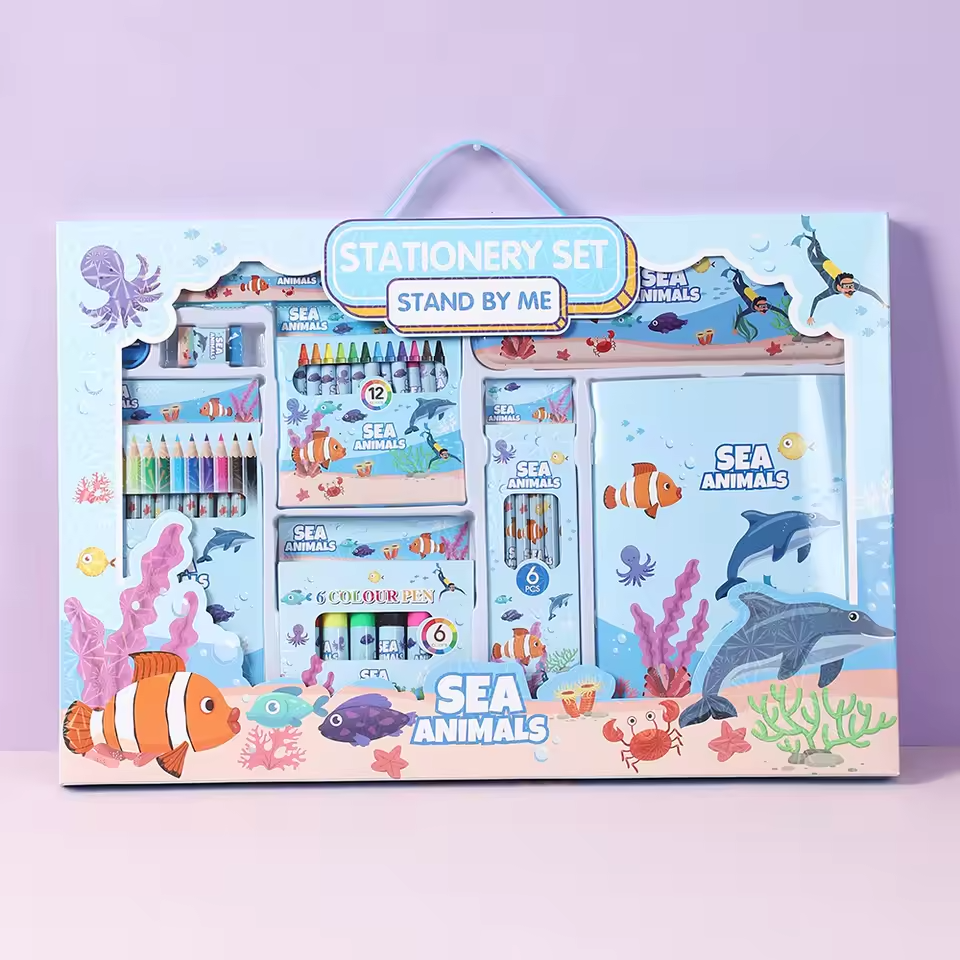 Творчий набір для малювання з пеналом, олівцями та маркерами, стиль Морська тематика, для дітей Кам'янець-Подільський - фото 3