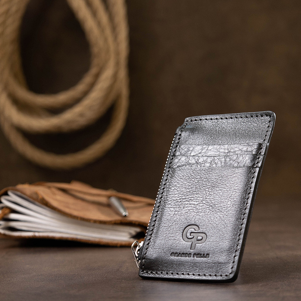 Шкіряний невеликий картхолдер GRANDE PELLE 11399 Чорний Київ - фото 5