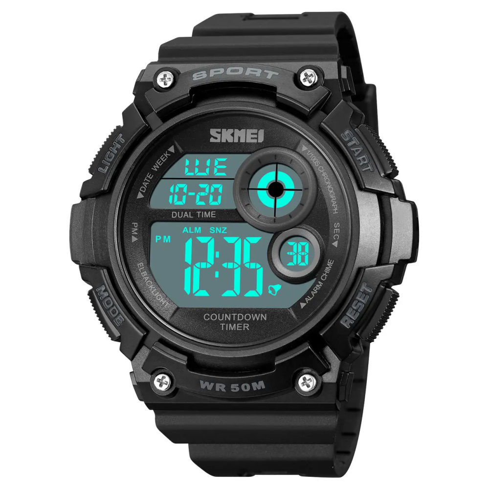 Часы мужские спортивные наручные Skmei 2017 (Черный с белым циферблатом) Винница - изображение 3