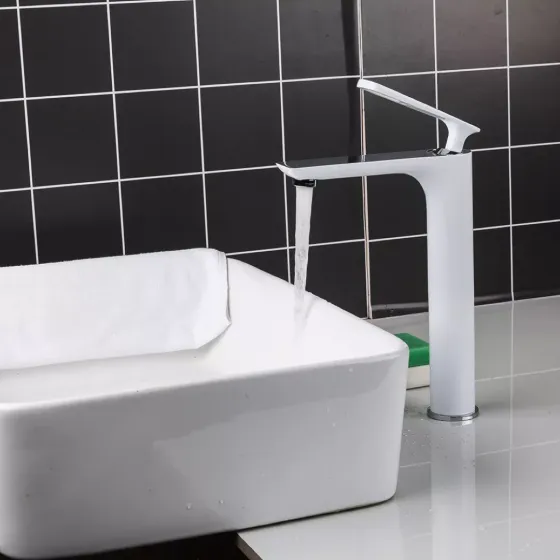 Змішувач для раковини високий Frap F1052-56 білий/хром Київ