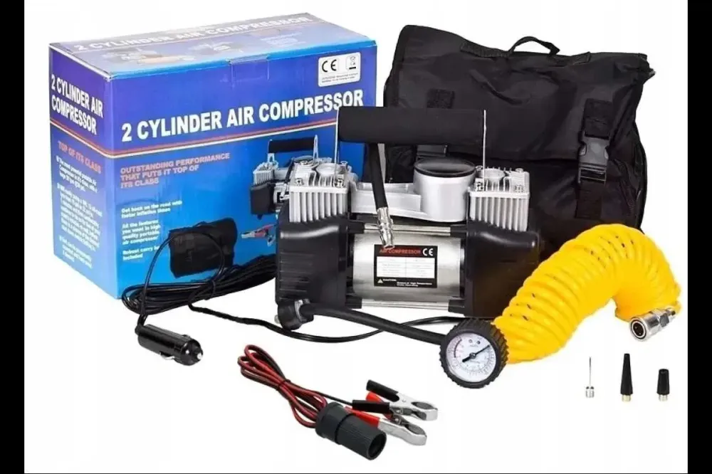Автомобільний компресор AC-628A 12V у кейсі для накачування шин з манометром та насадками Одеса - фото 1