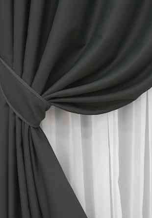Комплект готовых штор VR-Textil Блэкаут Midnight № 1400ш Темно-серый 150х290 см 2 шт (33-0264) Киев