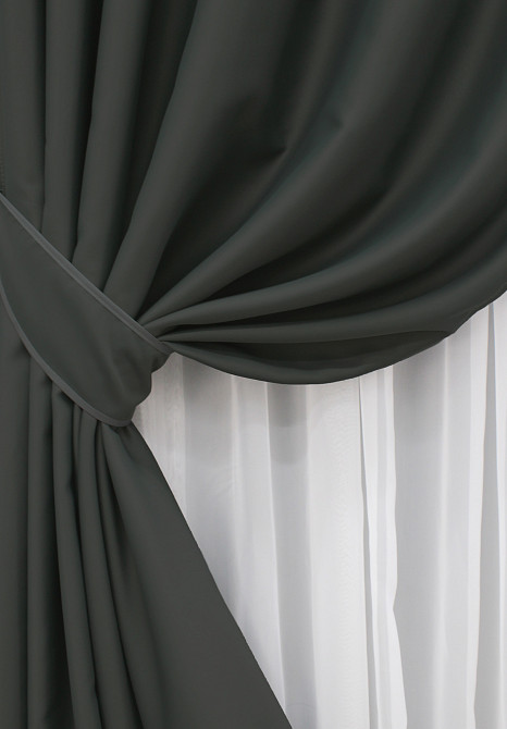 Комплект готовых штор VR-Textil Блэкаут Midnight № 1400ш Темно-серый 150х290 см 2 шт (33-0264) Киев - изображение 4