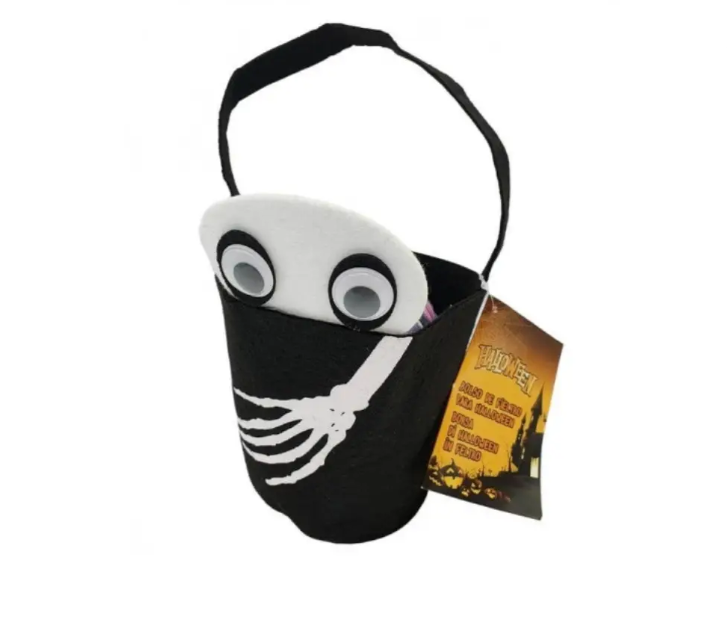 Сумка для конфет на хэллоуин Скелет 22 на 16 см чорно-белый Киев - изображение 3