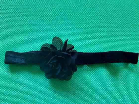 Повязка для девочки черная - размер цветка 5,5см, размер универсальный (на резинке) Киев