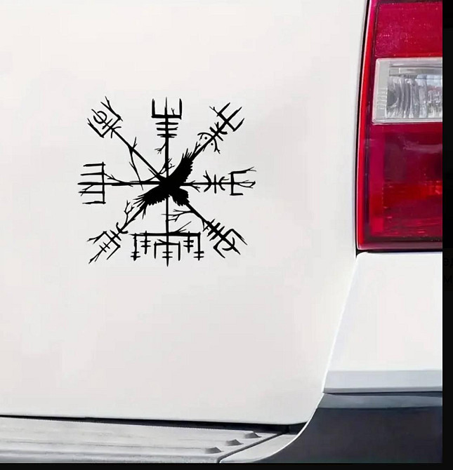 Виниловая наклейка Ворон с рунами, скандинавский символ Киев - изображение 2