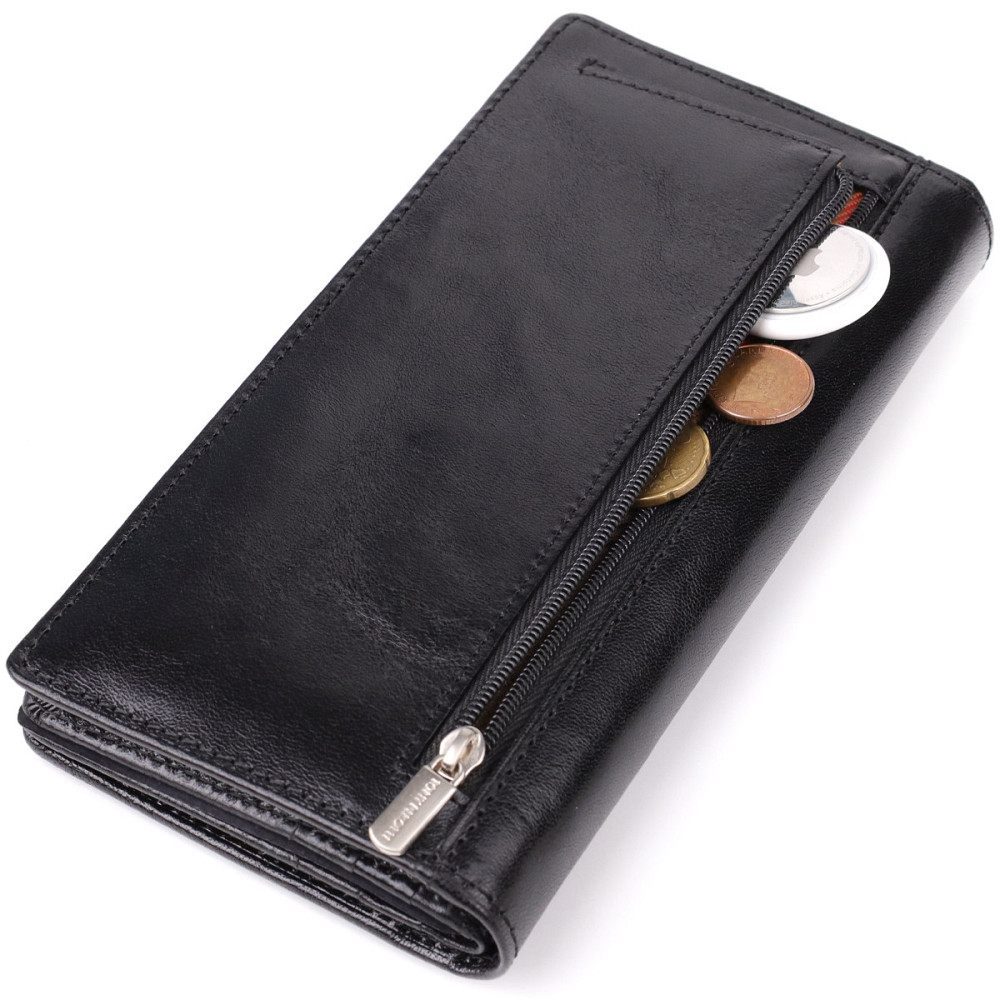 Красивый женский кошелек из глянцевой натуральной кожи Tony Perotti 20892_1 (1902 nero) Черный Киев - изображение 7