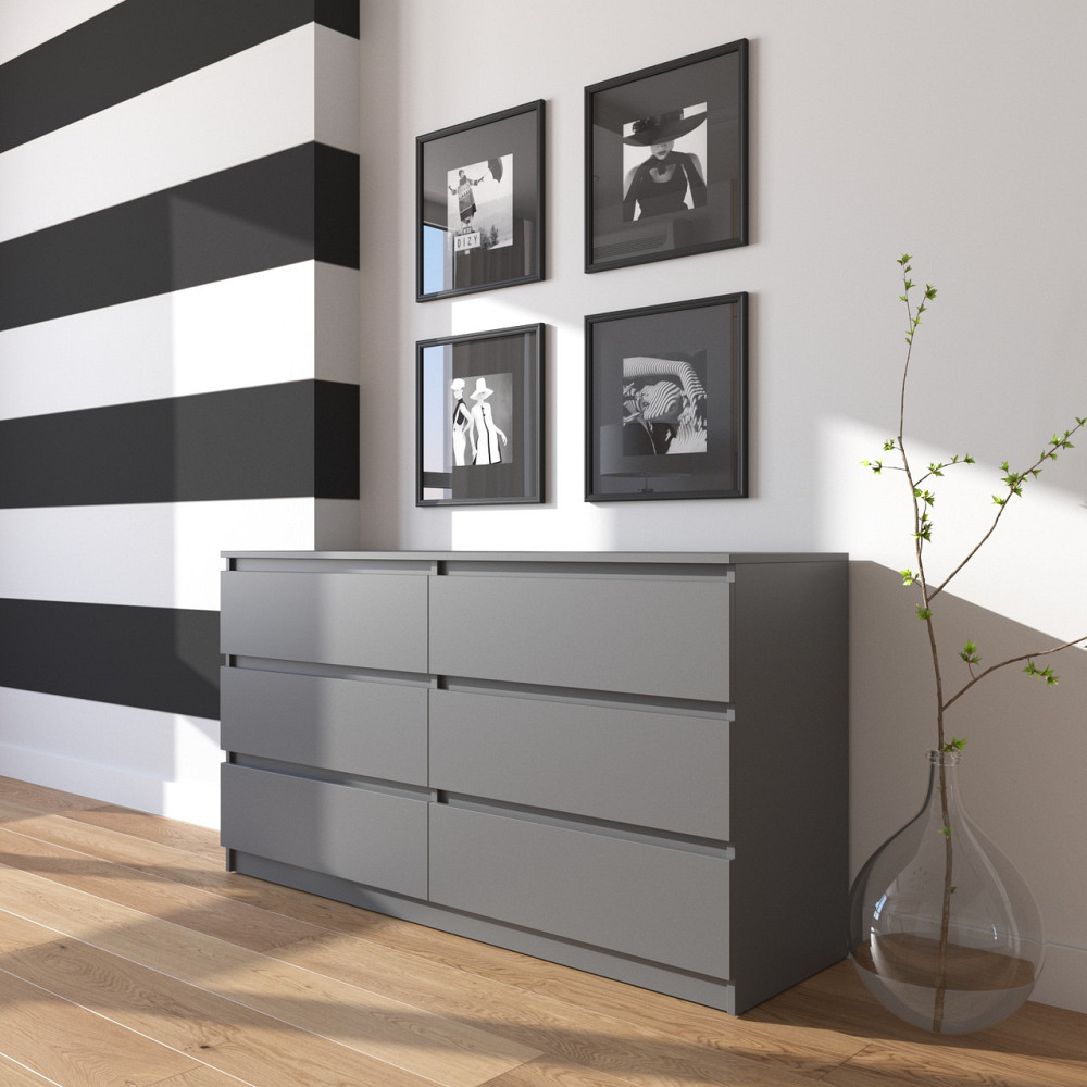 Комод VAYS R-7, 6 шухляд без ручок, ЛДСП, 140×40×75 см – для дому, офісу, вітальні, спальні Львів - фото 3