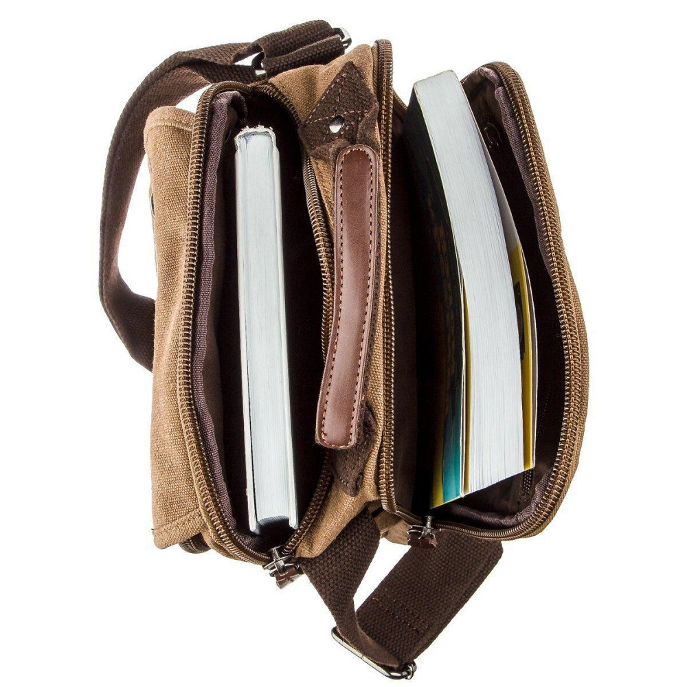 Универсальная текстильная мужская сумка на два отделения Vintage 20200 Коричневая Киев - изображение 1