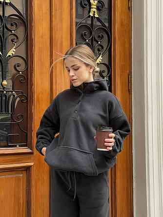 Женский теплый базовый костюм двойка из двухстороннего флиса . Графит, 46/48 Одесса