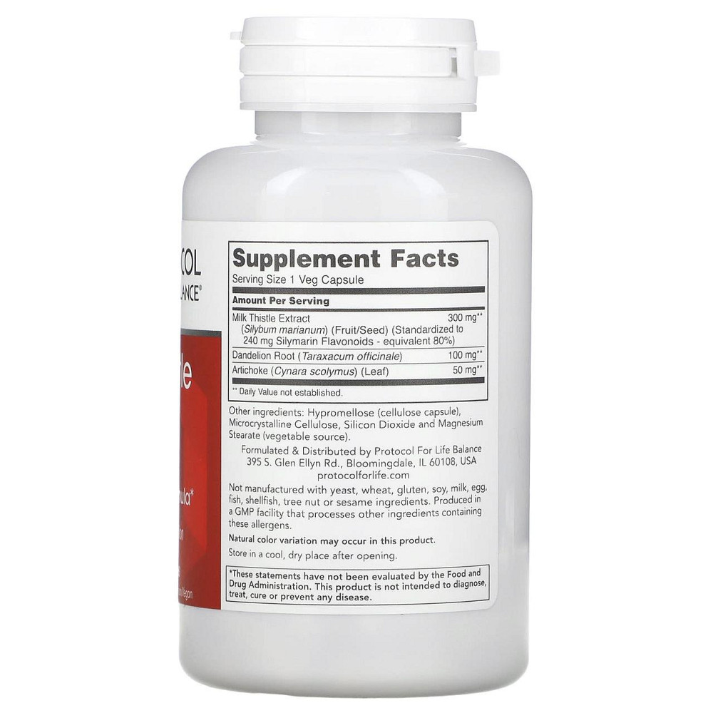 Расторопша пятнистая (силимарин) Protocol for Life Balance  Milk Thistle Extract 300 мг 90 вег капс Киев - изображение 2