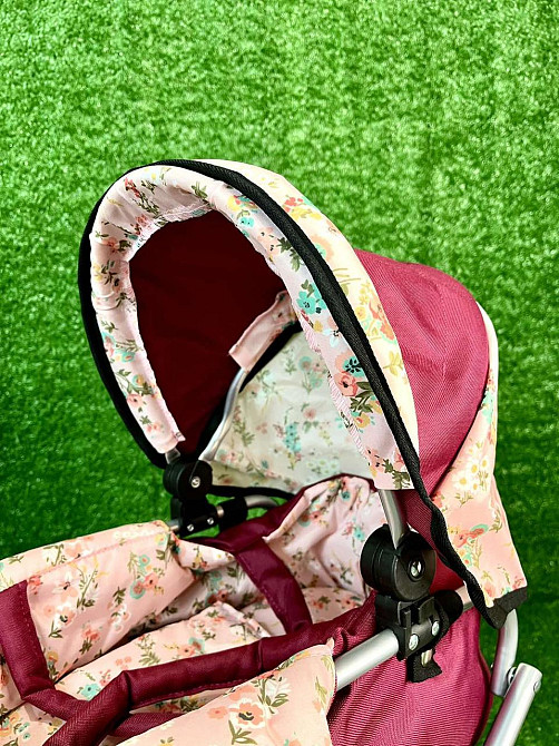 Коляска для ляльки Melogo металева з люлькою-переноскою кошиком Бордова (9369/82100) Чернигов - изображение 7