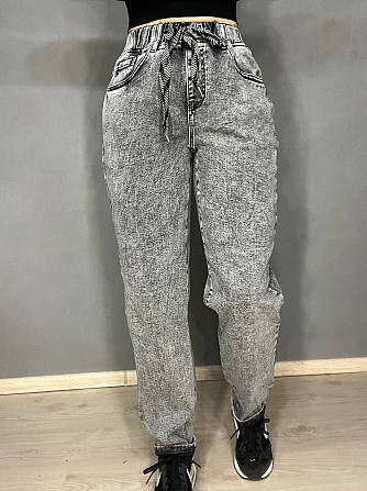 Джинси жіночі V&D 5011 МОМ jeans comfort резинка на талії стрейчеві полегшені світло сірі, світло-сі Одеса - фото 1