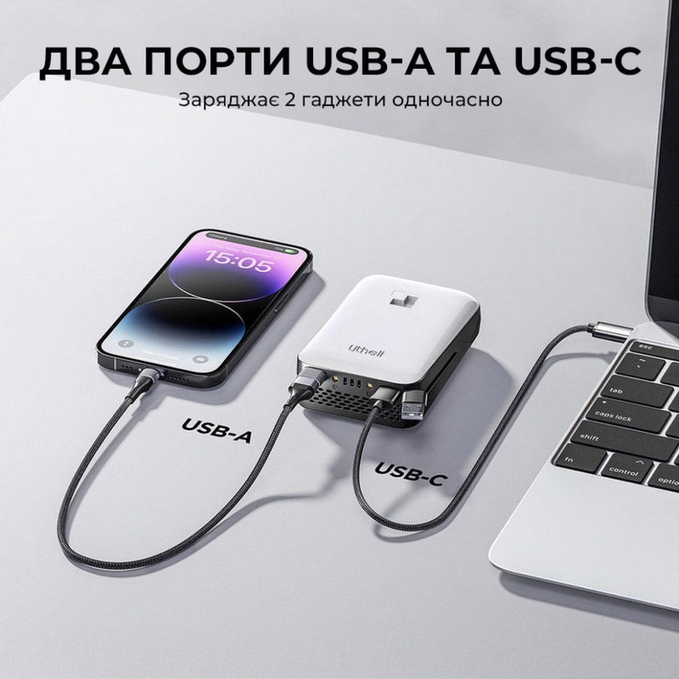 УМБ Litheli Power Bank 20000 mAh, 45 W, 4А, Fast Charge (U20BY03-0U000) Київ - фото 3