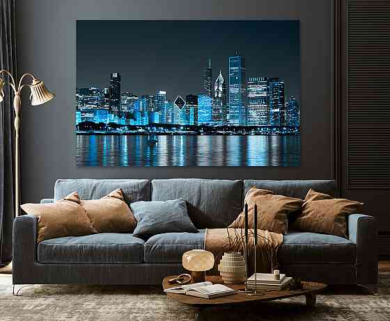 Картина полотно у вітальню / спальню      Нічне місто   MLP_237 ( 60х30см ) 40x80 см Київ