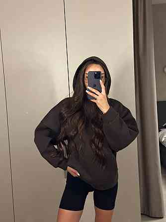 Женская повседневная теплая худи свободного кроя трехнитка на флисе ПИНЬЕ Шоколад Одесса