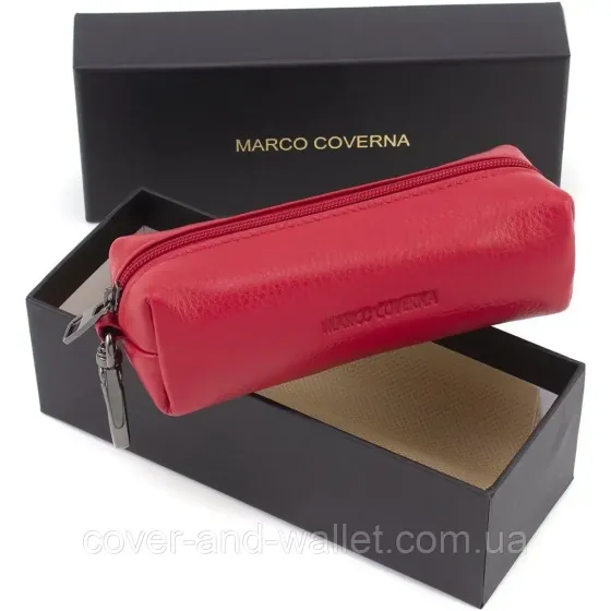 Кожаная женская ключница на молнии Marco Coverna W005 Red Киев