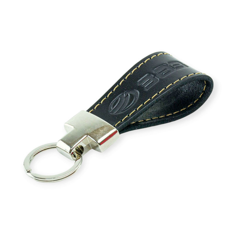 Брелок zaz шкіряний тиснений чорний, прострочений, метал. затискач Мукачево - фото 1