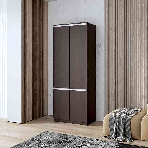 Шкаф для одежды VAYS, c полками, в спальню, современный, c фасадами без ручек R-24 Венге Темные-Белые планки Львов