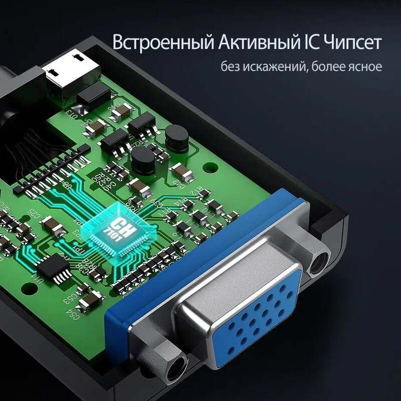 Адаптер Ugreen HDMI to VGA Converter MM103 40248 25см (Чорний) Николаев - изображение 5