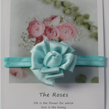 Повязка для ребенка голубая - цветок 7см, размер универсальный (на резинке) Киев - изображение 1