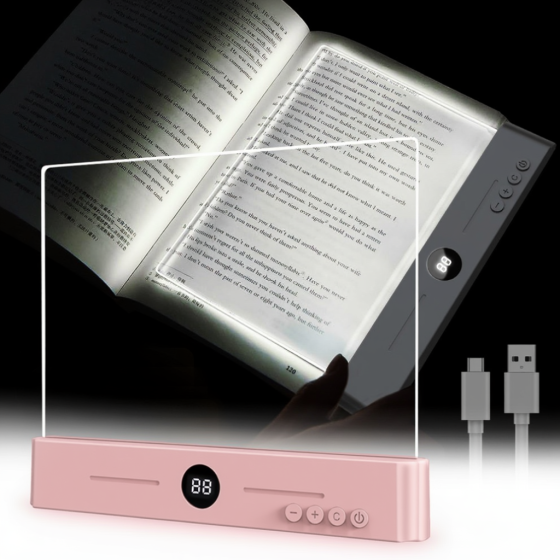 Лампа-нічник для читання книг світлова панель світильник для сторінок, світлодіодний з регулюванням яскравості, таймером, рожева Кам'янець-Подільський
