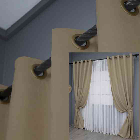 Комплект штор на люверсах VR-Textil Мікровелюр Petek YL № 1804 Капучино 150х270 см 2 шт (37-0270) Київ