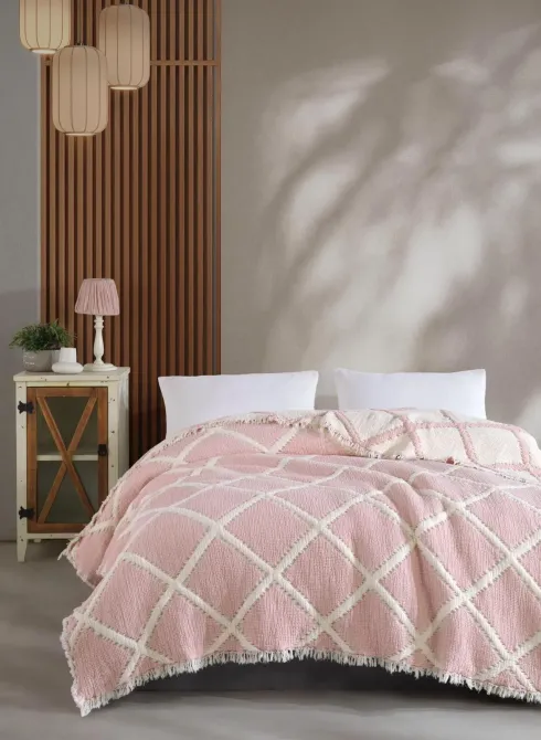 Муслиновое покрывало Ivory 230х250 см Розовое Коломия - фото 1