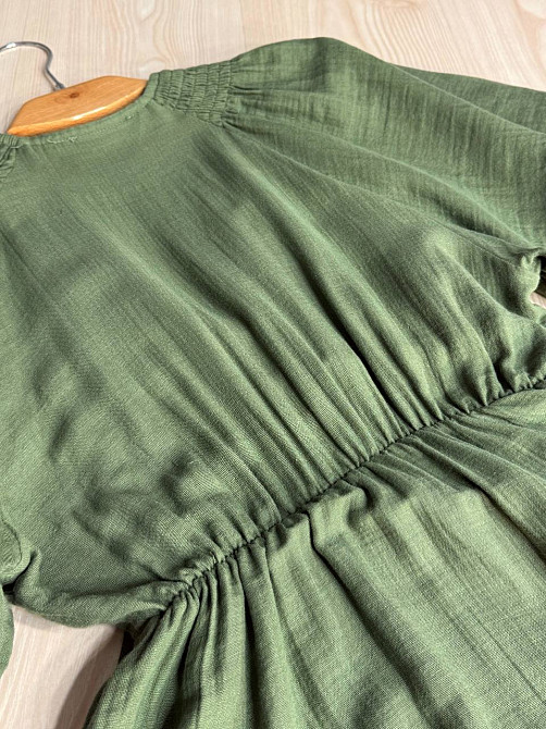 Платье женское Mix Ray 4196 длинное с разрезом узел на груди из муслина хаки, хаки, S Киев - изображение 17