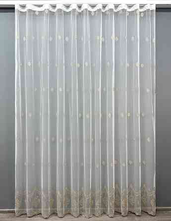 Тюль VR-Textil 1825т Грек-сетка с вышивкой и люрексом Молочный с капучино 300х270 см (40-171) Киев