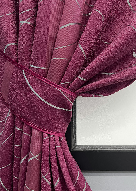 Комплект коротких штор VR-Textil Софт Лиана № 459ш Малиновый 130х170 см 2 шт (35-0429) Киев - изображение 4