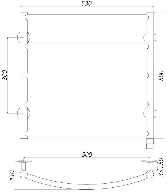 Рушникосушарка UNIO LD ЕU 500-500-5 BLK Лесенка Дуга электро черная Киев - изображение 5