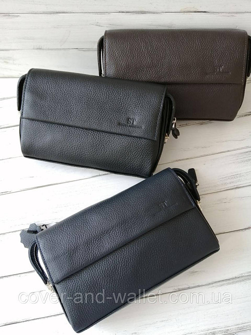 Стильна чоловіча шкіряна барсетка клатч на дві блискавки ST Leather 10021 Київ - фото 7