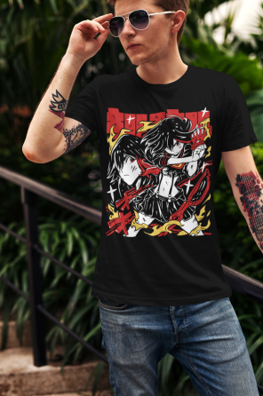 Футболка для хлопчика з аніме принтом Кілл Ла Кілл Рйуко оверсайз (зріст від 165 до 180) Чорний AnimeJ0610m Дніпро