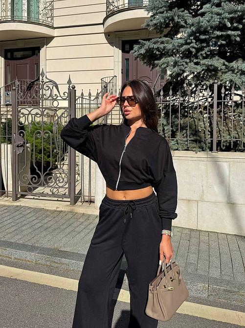 Женский прогулочный костюм двойка: кофта и штаны турецкая тринитка петля Черный, 42/44 Одесса - изображение 4