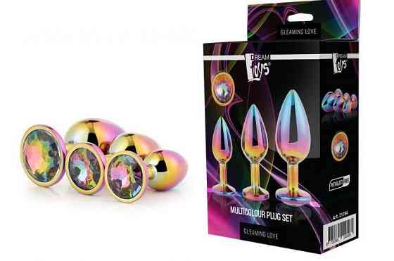 Набор радужных анальных пробок GLEAMING LOVE MULTICOLOUR PLUG SET Sex Aura Киев