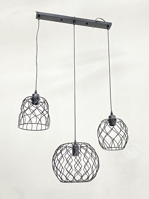 VALESO Підвісний світильник на три плафони VALESO -3 Лофт чорний E27 Коломыя - изображение 1