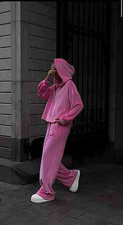 Жіночий прогулянковий костюм-двійка: кофта та штани з плюшевого велюру Рожевий, 42/46 Одеса