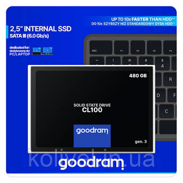 SSD 480Gb GoodRAM CL100 SATA III 2.5" TLC (SSDPR-CL100-480-G3) Київ - фото 3