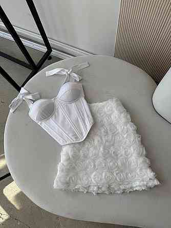 Женский романтичный корсетный комплект с 3D-цветами Белый, M Одесса